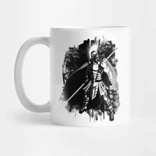 Futuristic Cyber Spartan Black and White Mug